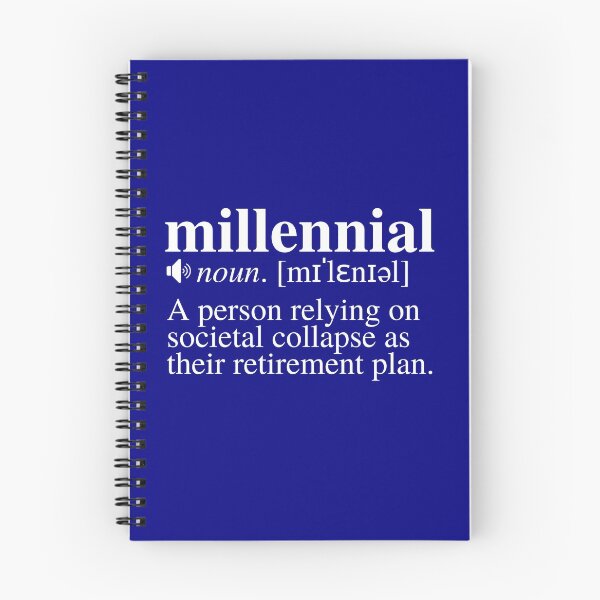 Item preview, Millennial Definition - Societal Collapse Retirement Plan (Navy/Blue Background) designed and sold by mind-illusions.