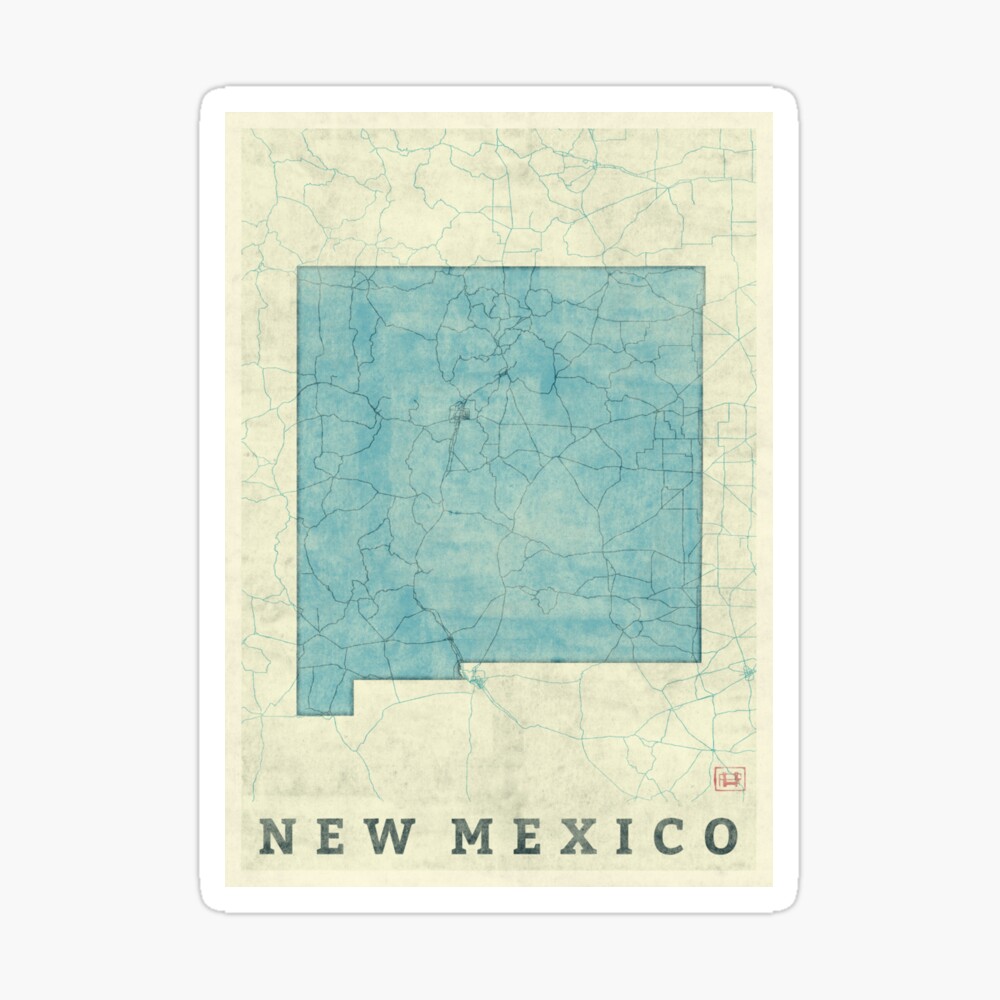 New Mexiko State Karte Blau Vintage Poster Von Hubertroguski Redbubble