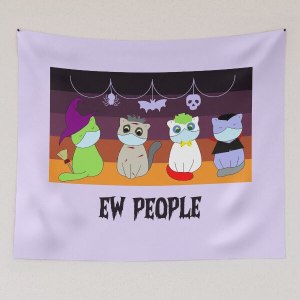 Item preview, Ew people halloween costumes cats vintage background witch , vampire , zombie and clown.  designed and sold by SGS-.