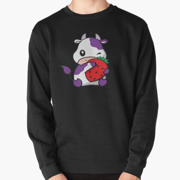 Purple Strawberry Cow Pullover Sweatshirt