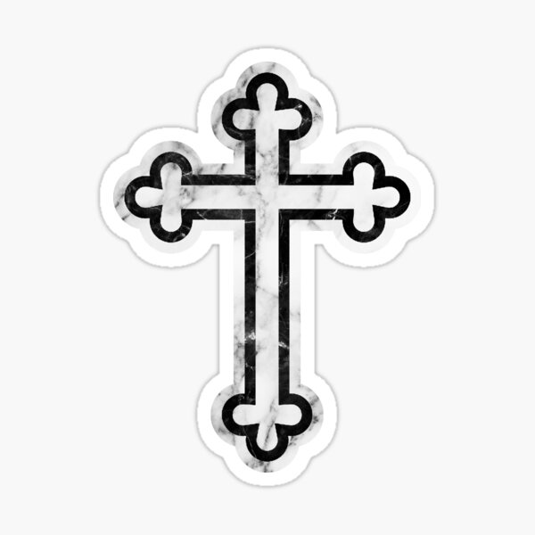 Golgotha Cross Sticker with Gold Trim - Orthodox Depot