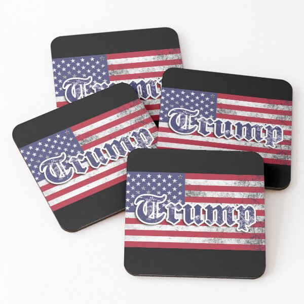 Item preview, Trump, texto retro en la bandera de Estados Unidos. designed and sold by Relaxing-Ginger.