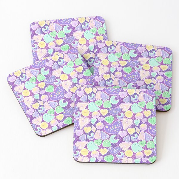 Item preview, Cute Kawaii Halloween Heart Ouija pattern, Purple designed and sold by Bryn Forrester.
