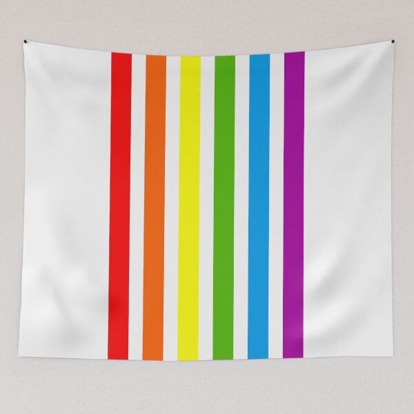Item preview, Colorful Rainbow on White (light lines, Stripes 80s) designed and sold by frikybomb.