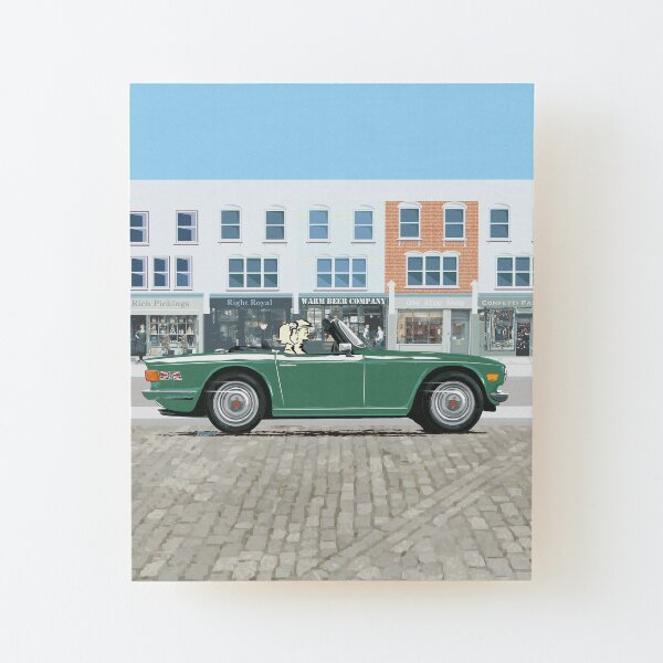 Conifer Green color TR6 – the Classic British Sports Car Wood Mounted Print