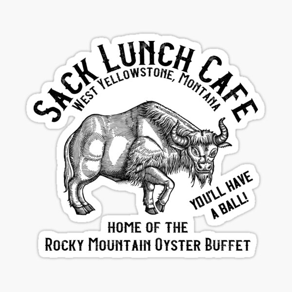 Item preview, Vintage Rocky Mountain Oyster Sack Lunch Cafe Bison designed and sold by Huhnerdieb Apparel.