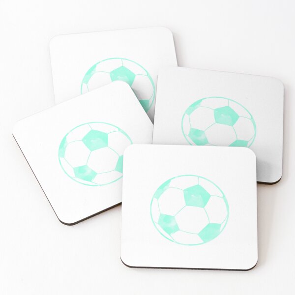 Item preview, teal watercolor soccer ball designed and sold by swimmerMCL.