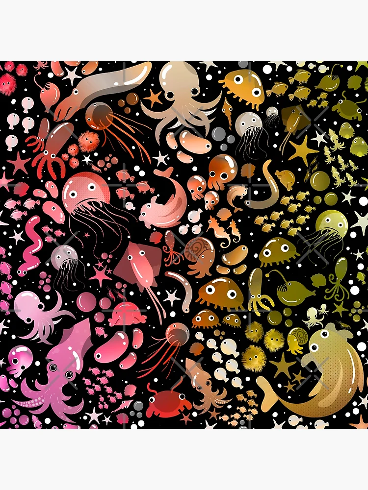 Thumbnail 3 of 3, Poster, Deep Sea Life Pattern designed and sold by Spacepaprika.