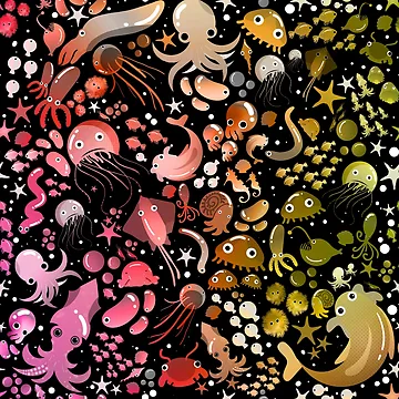 Artwork thumbnail, Deep Sea Life Pattern by Spacepaprika