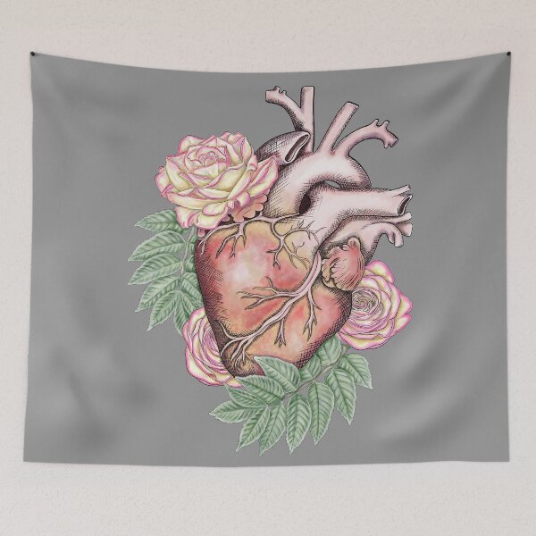 Item preview, Anatomical heart with roses designed and sold by lizs-lemons.