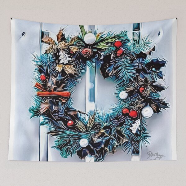 Item preview, Christmas Holiday Wreath Blue designed and sold by RitaMaye.