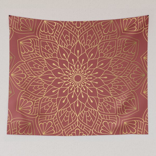 Item preview, Gold Mandala Pattern On Cherry Red designed and sold by Vic Torys ☆.