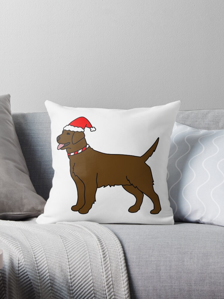 Chocolate lab christmas store pillow