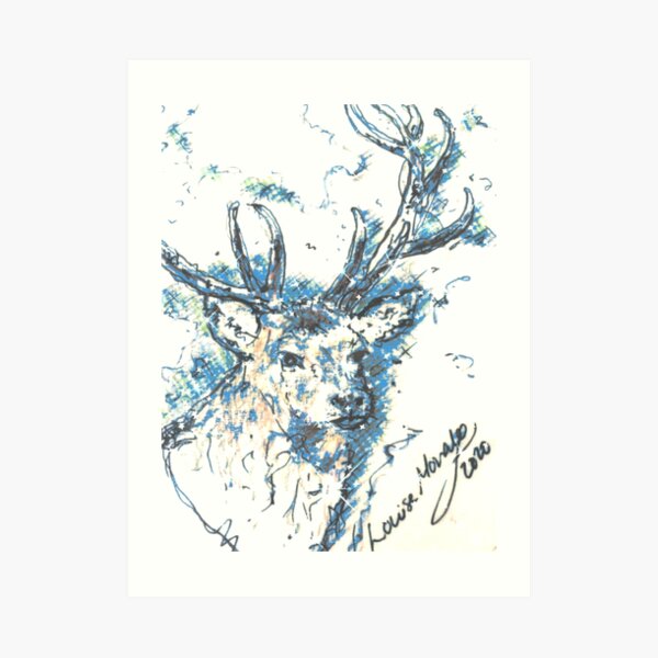 Handsome Hunting Stag in the blues... Art Print