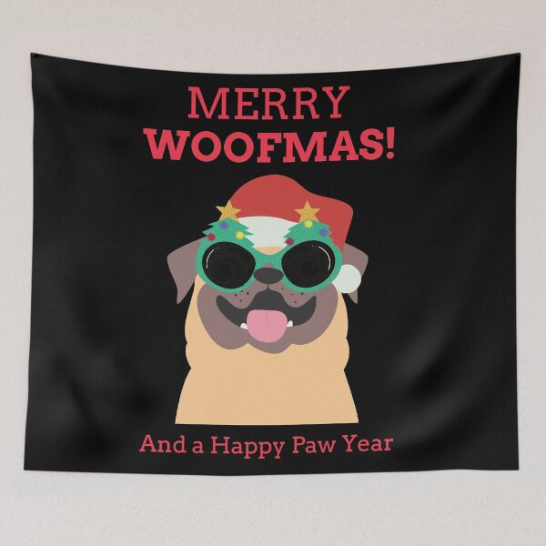 Item preview, Pug Merry Woofmas And A Happy Paw Year designed and sold by joabaj.