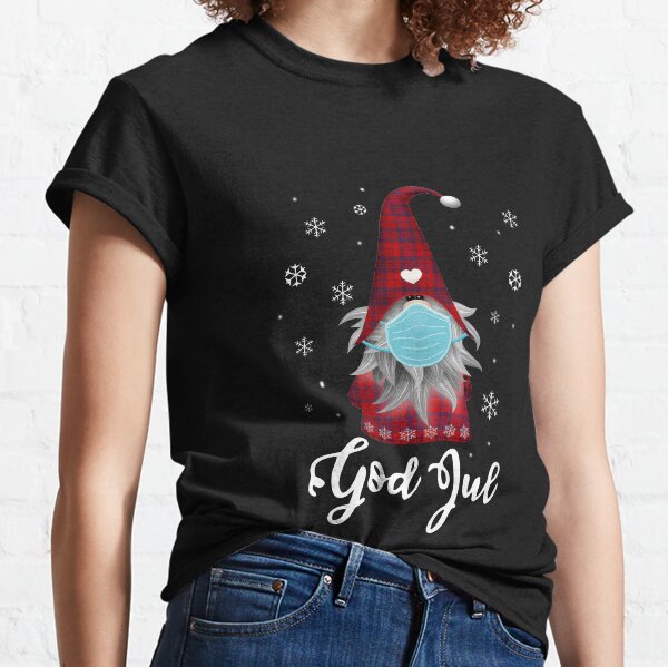 Gott Jul - Tomte tragen Maske Nisse Gnome Skandinavische Frohe Weihnachten Classic T-Shirt
