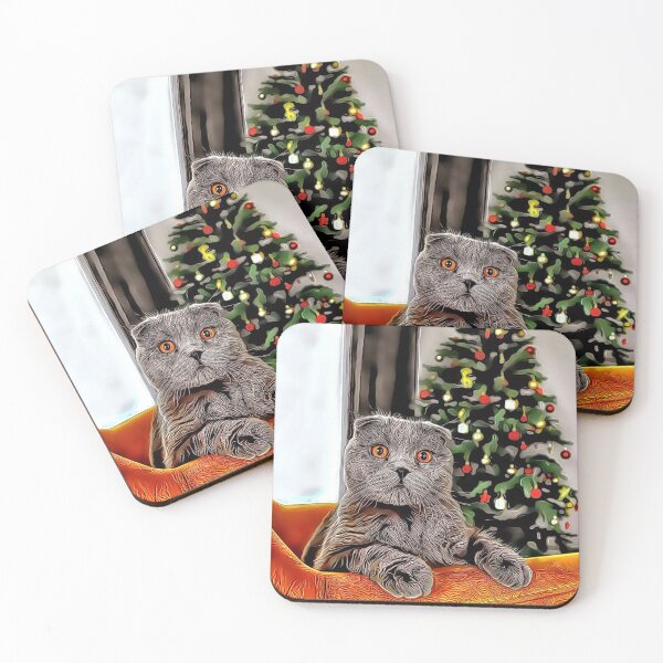 Item preview, Christmas Tree Gray Cat designed and sold by RitaMaye.