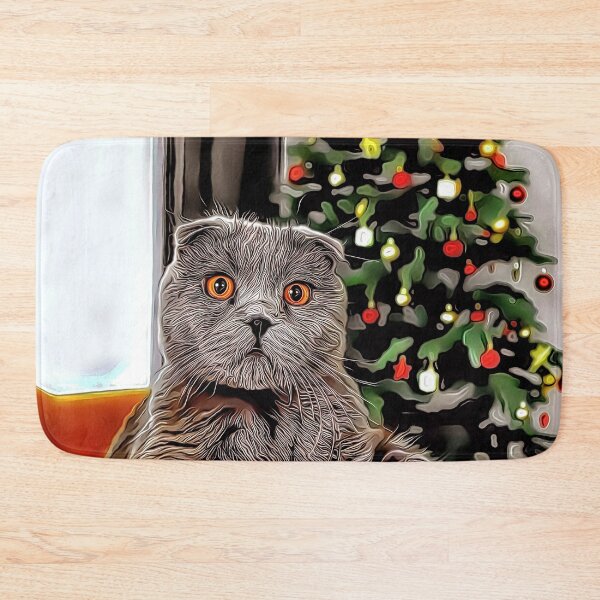 Item preview, Christmas Tree Gray Cat designed and sold by RitaMaye.