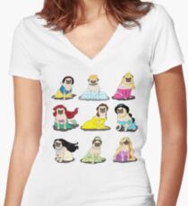 Pug Princesses Version 2 Women's Fitted V-Neck T-Shirt