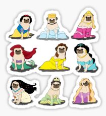 Pug Princesses Version 2 Sticker