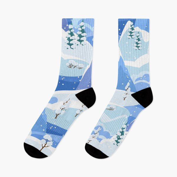 Item preview, 1980s Christmas Mountain Blue Snow Winter Landscape designed and sold by IamTrending.