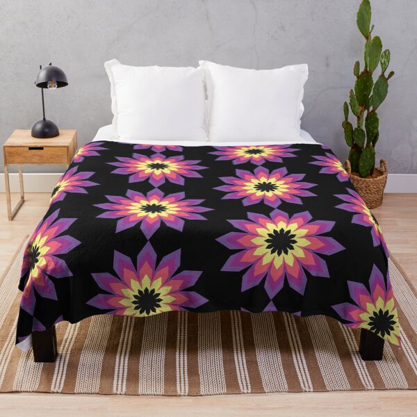 Item preview, bright colorful graphic flower (Yellow, pink, black, purple) designed and sold by Ati-Ipsa.