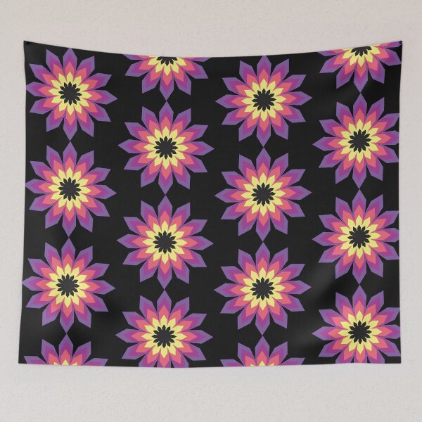 Item preview, bright colorful graphic flower (Yellow, pink, black, purple) designed and sold by Ati-Ipsa.