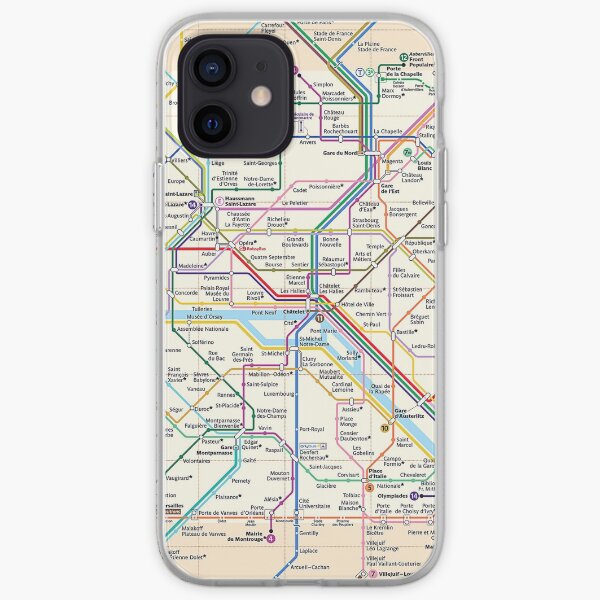 Paris City Metro Map, France iPhone Soft Case