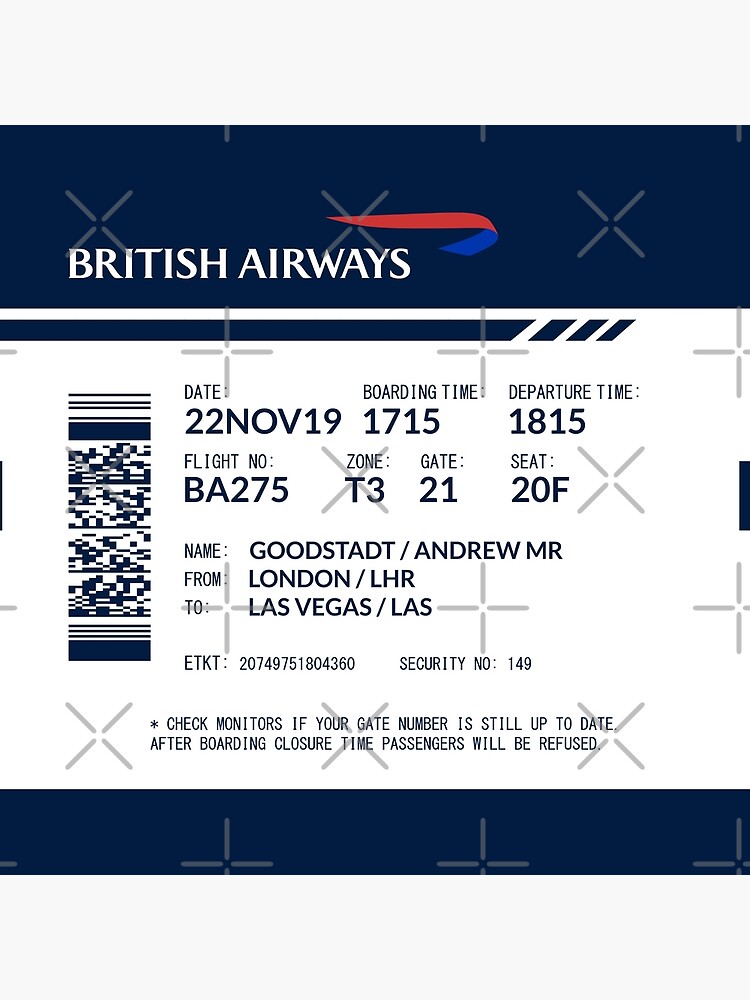 Boarding Pass Pillow BA by twgcrazy