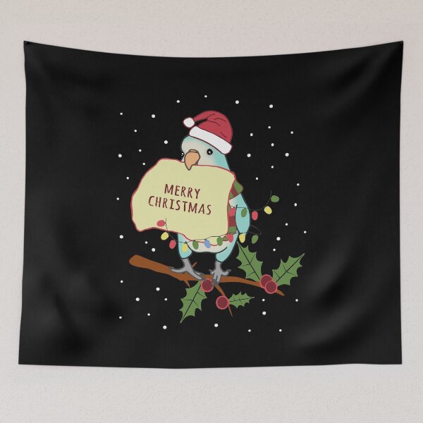 Item preview, merry christmas! blue quaker parrot doodle designed and sold by FandomizedRose.