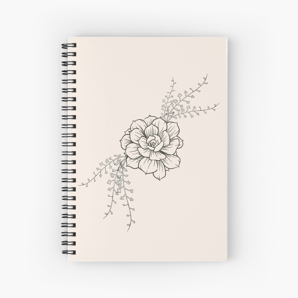 Cahier à spirale avec l'œuvre « Dessin délicate fleur » de l'artiste  ZenNature