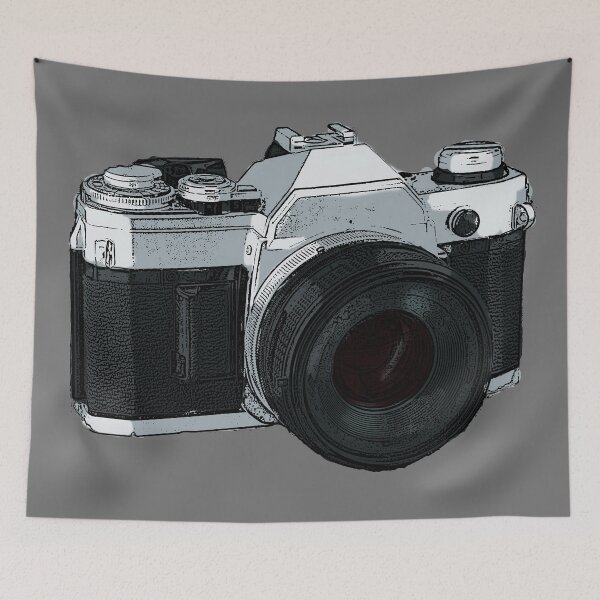 Item preview, Colored Old Canon AE 1 camera dslr drawing. designed and sold by AdotCOMB.