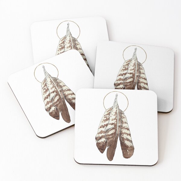 Witchy buzzard feather hoop Coasters (Set of 4)