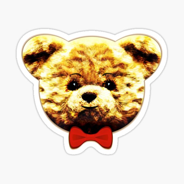 Cute happy teddy bear with Christmas red bow-tie Sticker
