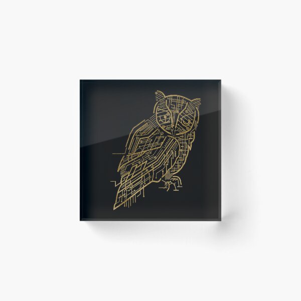Item preview, Gold Minimalistic Owl with Black Background designed and sold by SoccaTamam.