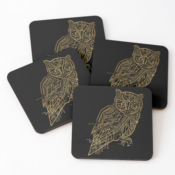 Item preview, Gold Minimalistic Owl with Black Background designed and sold by SoccaTamam.