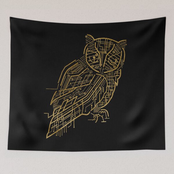 Item preview, Gold Minimalistic Owl with Black Background designed and sold by SoccaTamam.