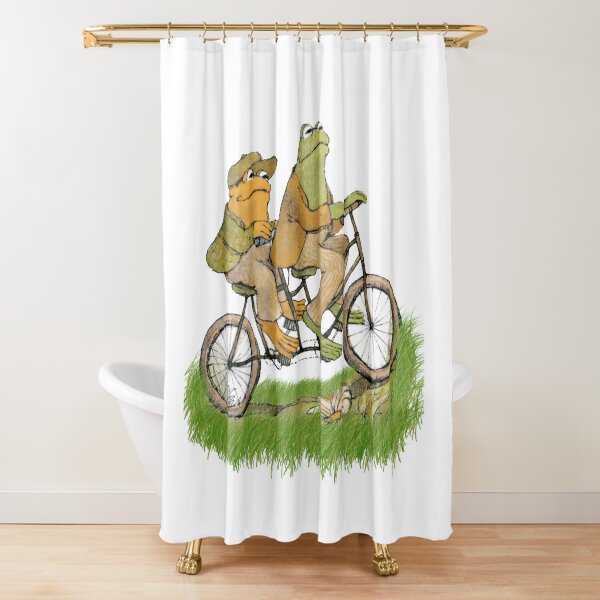 Cartoon Cute Frogs Fabric Shower Curtain,Forest Animals Frog Mushroom Green  Leaves Hotel Quality,Machine Washable,72L x72W for Bathroom.