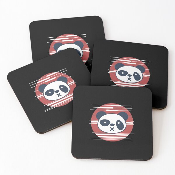 Item preview, Panda head, red background, white lines designed and sold by TheLastMoon.