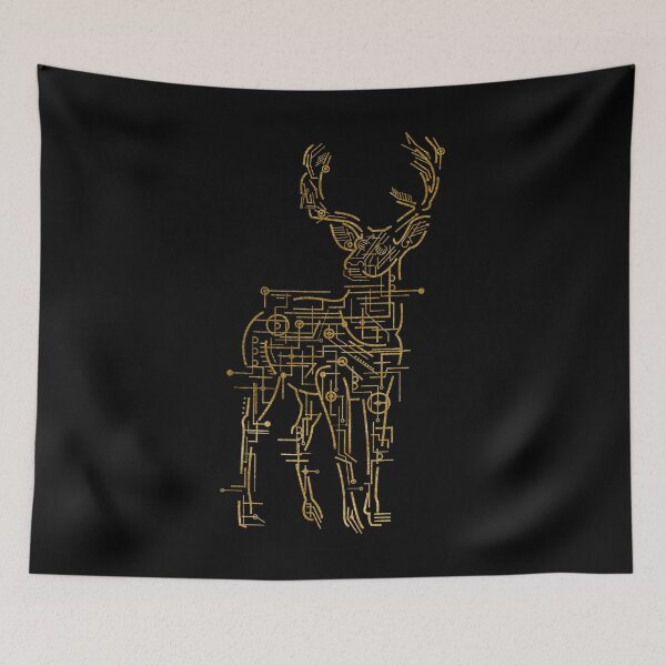 Item preview, Gold Minimalistic Deer with Black Background designed and sold by SoccaTamam.