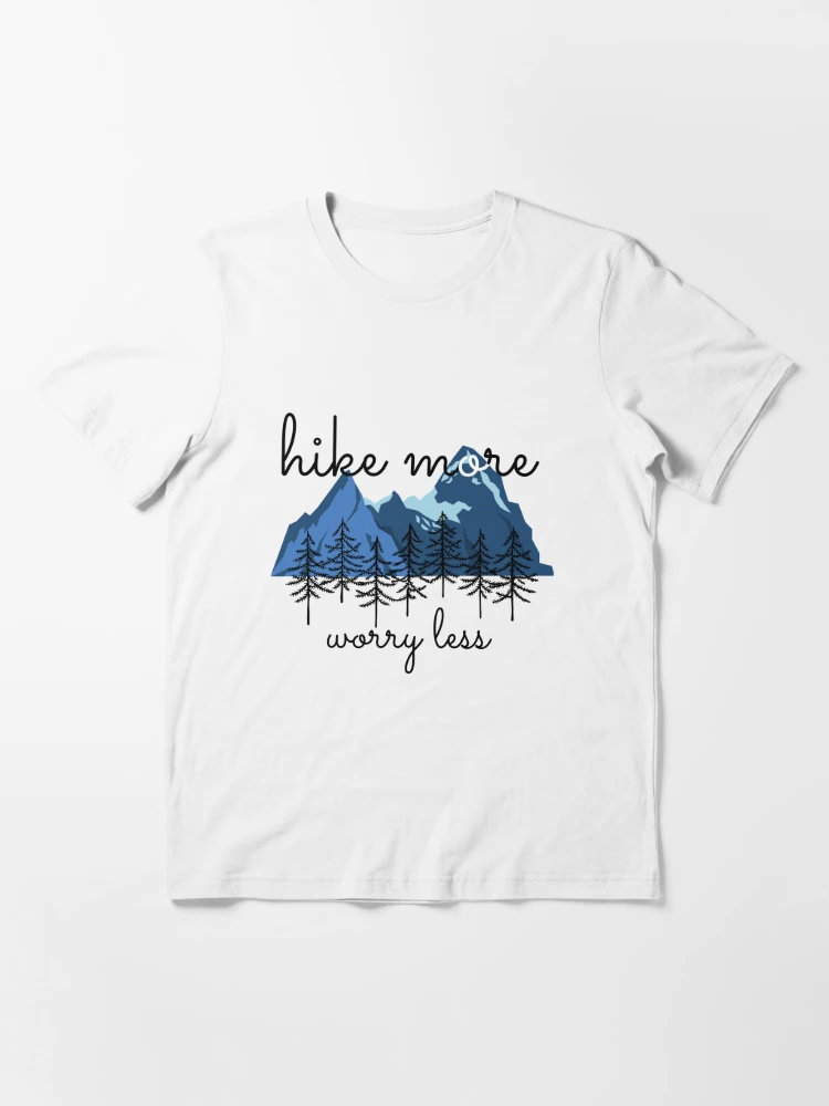 Hike More Worry Less travel Shirts for Women Hiking Shirt Funny Letter  Print Short Sleeve Tshirt White Large