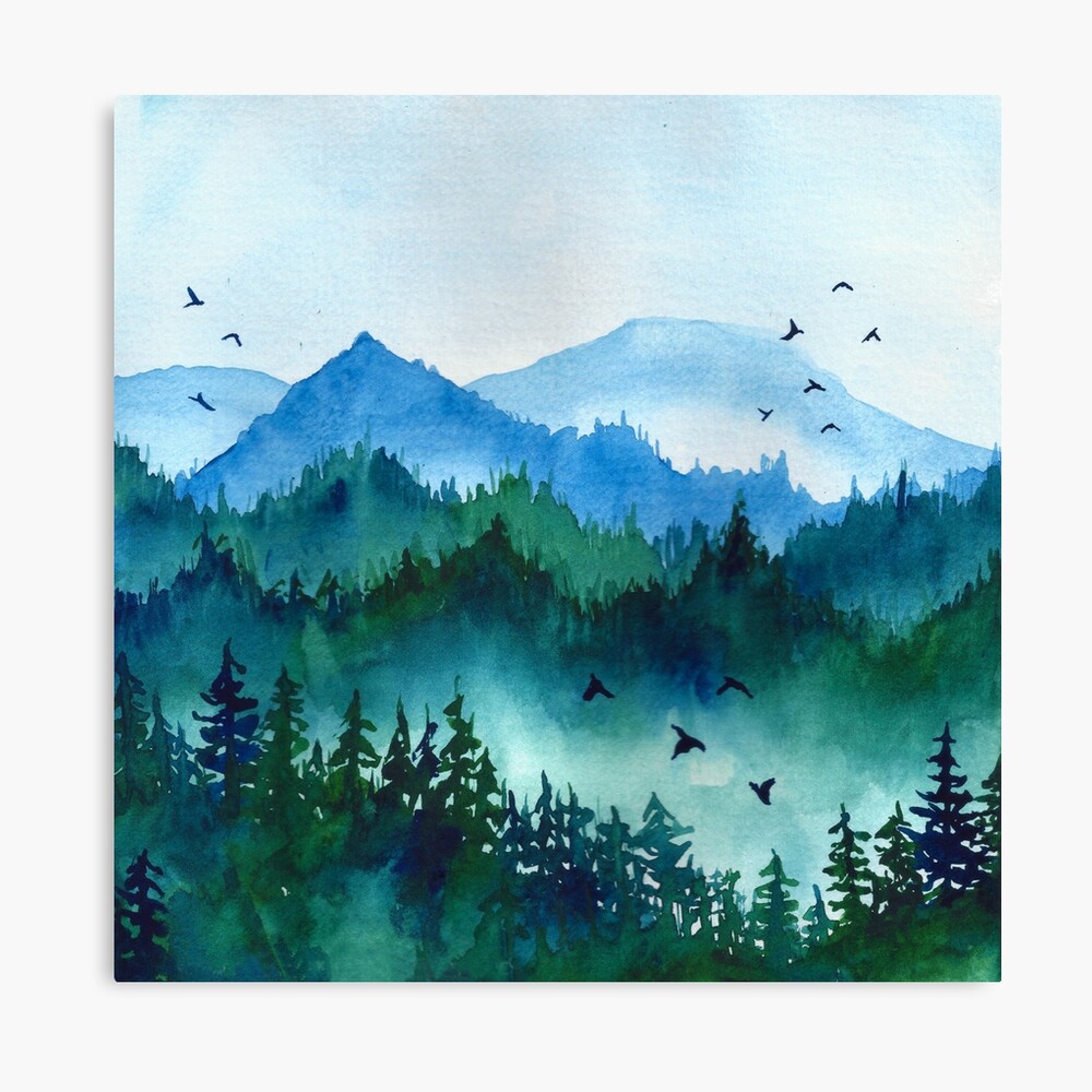 Misty Mountain Blues watercolor on 4x6” 320GSM 100% cotton