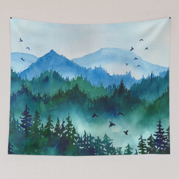 Item preview, Mist Me Away Mountain Landscape Watercolor designed and sold by watercolorado.