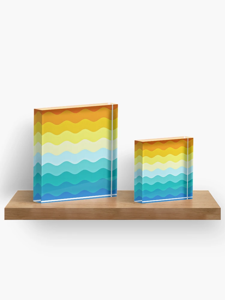 Thumbnail 3 of 5, Acrylic Block, Colorful Waves Pattern designed and sold by DesignCodeStore.