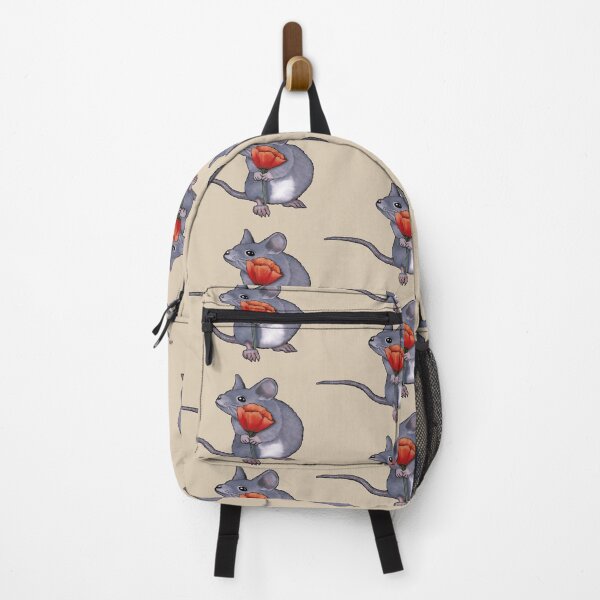 Item preview, Cute Mouse Holding A Big Red Poppy Flower Illustration designed and sold by JoyfulWhimsy.