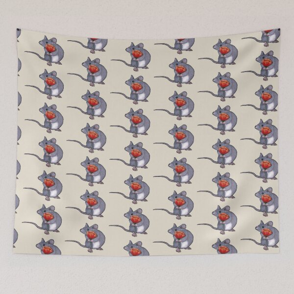 Item preview, Cute Mouse Holding A Big Red Poppy Flower Illustration designed and sold by JoyfulWhimsy.