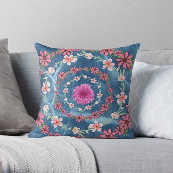 Rings of Flowers Throw Pillow