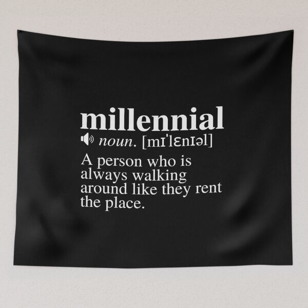 Item preview, Millennial Definition #3 - The Age of Renters (Black Background) designed and sold by mind-illusions.