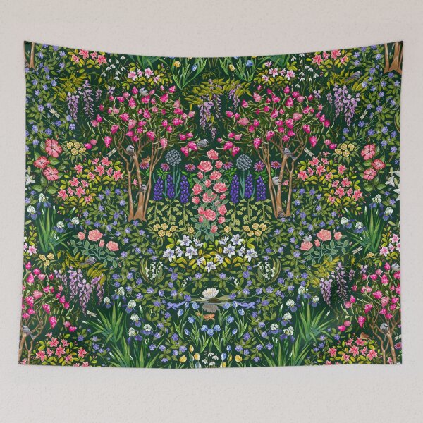 Item preview, Southern Garden Glory Pattern on Deep Cool Green designed and sold by L Diane Johnson.