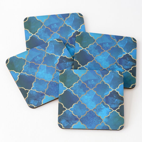 Item preview, Sapphire Gemstone & Gold Moroccan Tile Pattern designed and sold by tanyadraws.